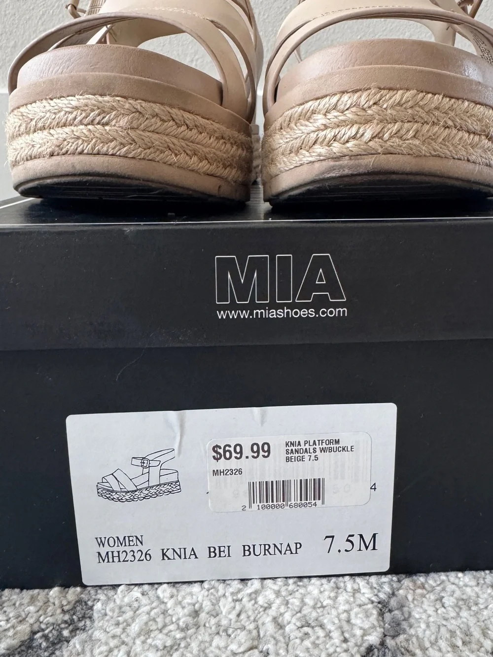 EUC MIA Beige Espadrille Platform Sandal , size 8, wore ONCE